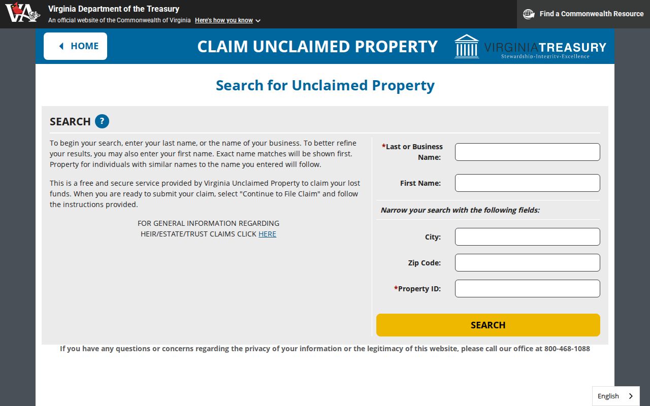 West Springfield residents directory Virginia unclaimed property search