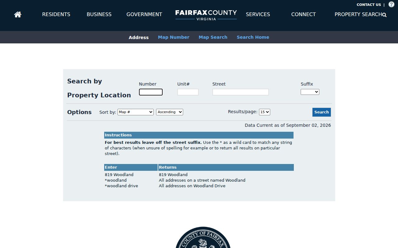 West Springfield street directory iCare address search fields