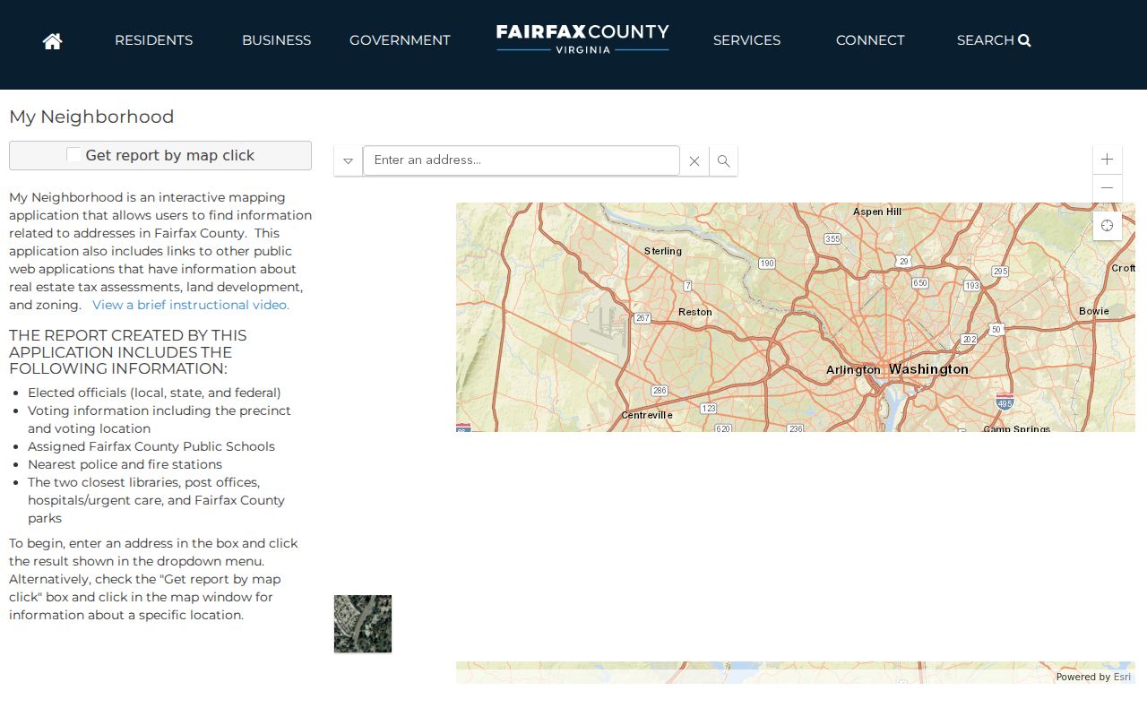 West Springfield ZIP code search using the Fairfax My Neighborhood address report